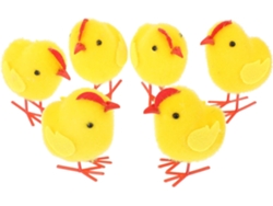 Juego 6 Pollitos Pascua Peluche Miniatura Adornos Amarillos 7x6x4 Figuras Suaves Fiestas Decoración Hogar