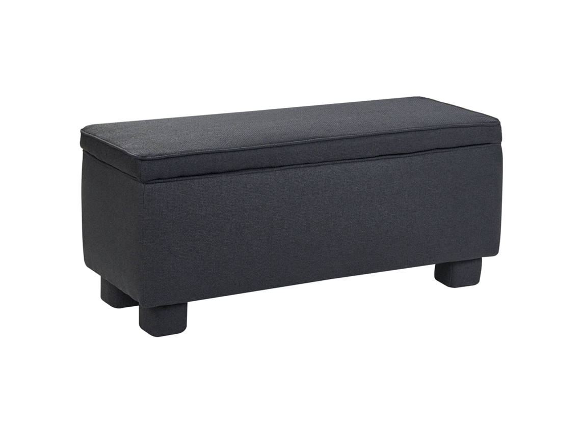 Banco Estofado Com Armazenamento Beliani Ithaca De Tecido Preto 104x40x45