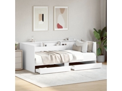 Sofá Cama Con Cajones Sin Colchón Blanco 100x200 Cm