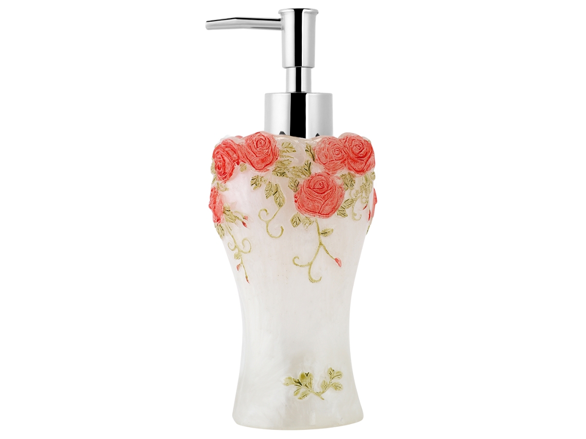 Dispensador de jabón decorativo de lujo, elegante accesorio de baño para pequeños recipientes de líquidos, resina amarilla antigua plateada, 300 ml, con mecanismo alternativo.