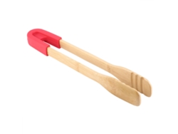 Pinzas de madera Primerox para barbacoa y buffet con puntas de silicona roja de la marca M.