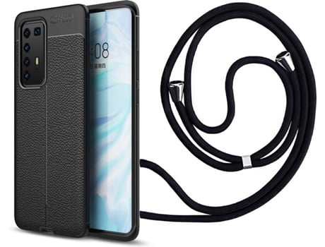 Funda Huawei P40 Pro Rugged Leather con Collar Negro