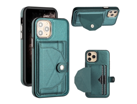 Funda Mobile Phone Cases Shockproof With Card para iPhone 11 Pro Piel Marrón