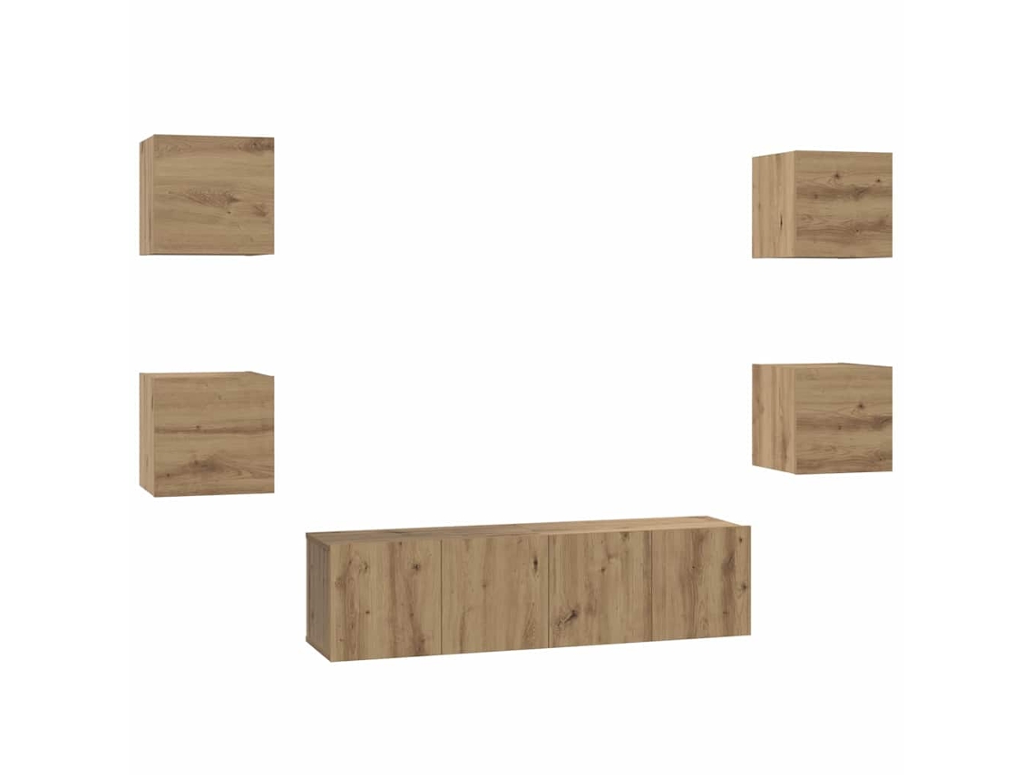 Maison Exclusive - Conjunto De Mueble De Tv 6 Pcs Roble Artesanal