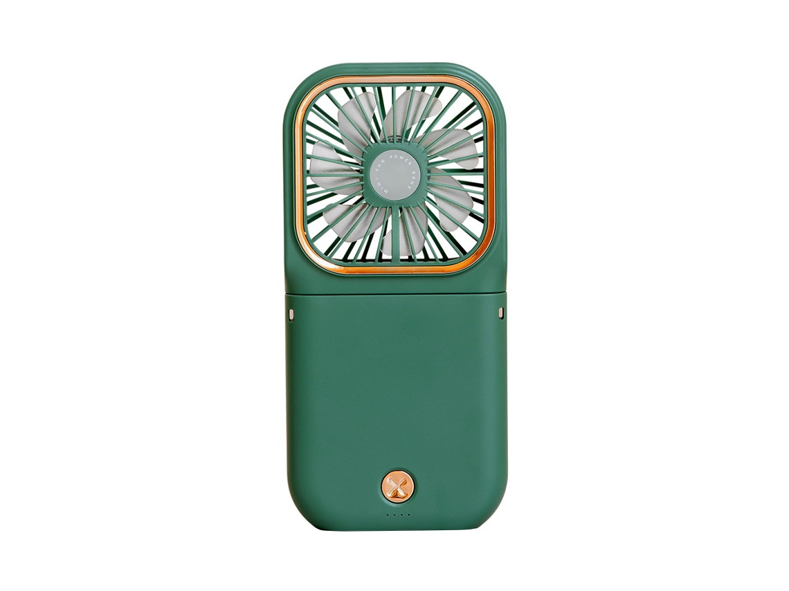 Ventilador USB Brilvibera, verde, silencioso, recargable, 5000 mAh, plegable
