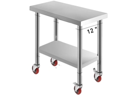 Mesa de preparación de cocina de acero inoxidable, 4 ruedas giratorias, capacidad de carga de hasta 100 kg y 300 kg, 30 x 12 pulgadas, OEM