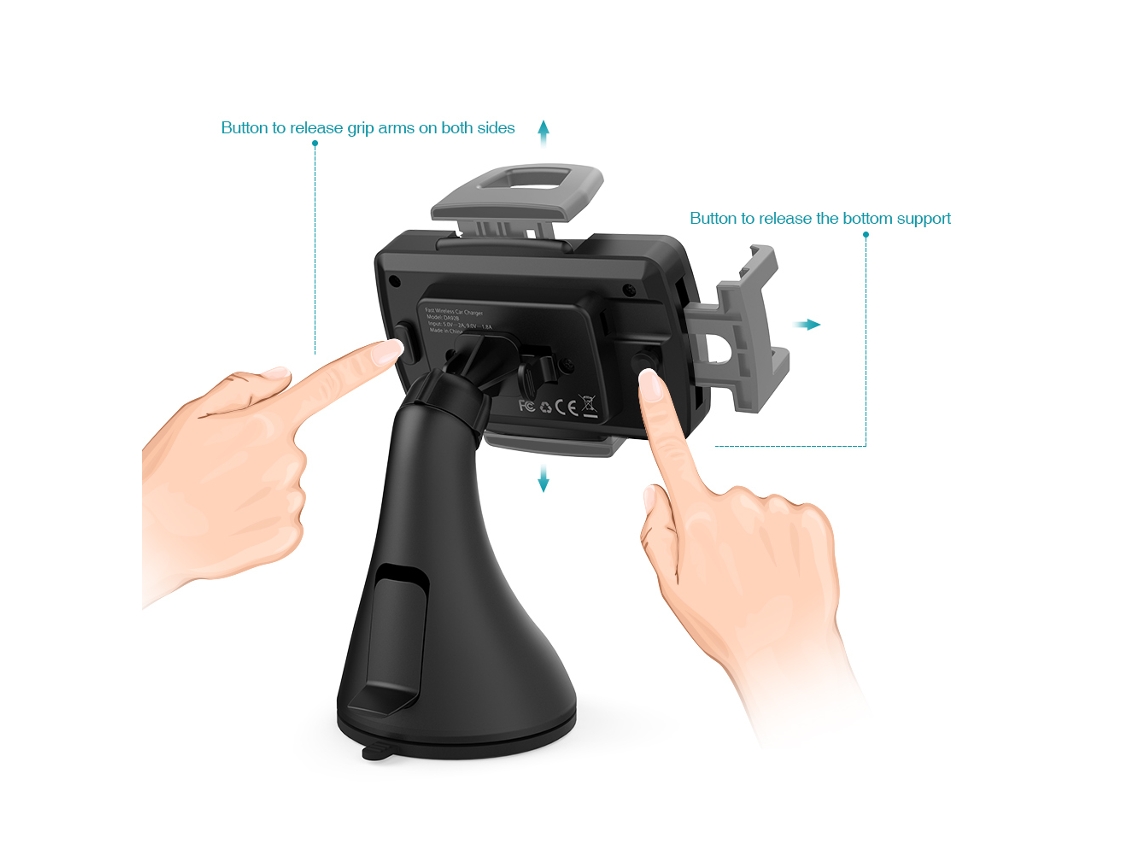Carregador Sem Fio Rápido Para Carro Dodocool 10w Com Suporte De Ventilação E Sucção Compatível Com Iphone E Samsung Galaxy