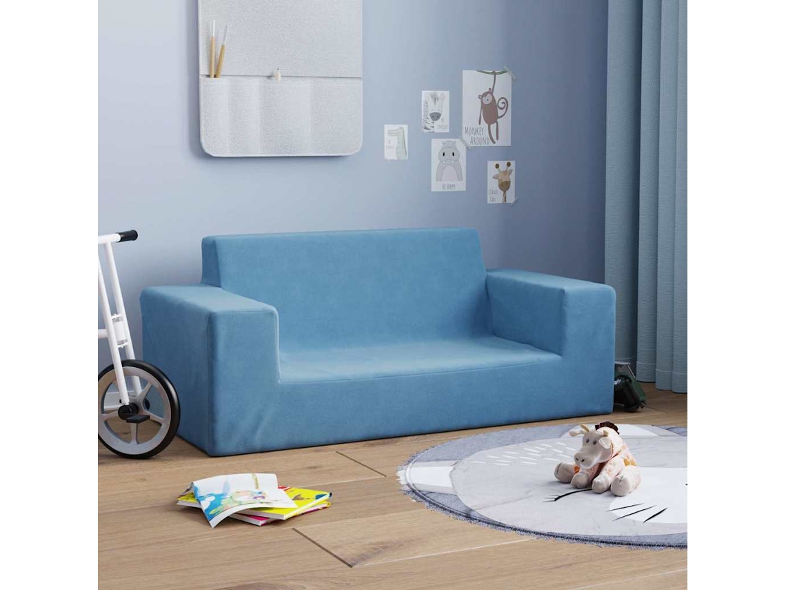 Maison Exclusive - Sofá Para Niños De 2 Plazas De Felpa Suave Azul