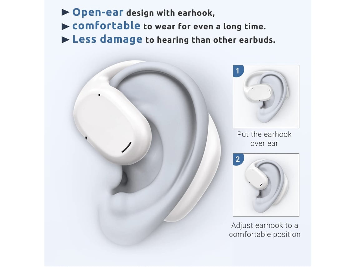 ELKUAIE Auriculares de conducción de aire de oreja abierta para niños y  adultos Bluetooth 5.3 Ear Buds