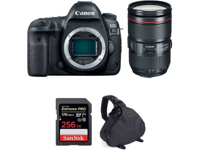 Kit Cámara Reflex CANON EOS 5D Mark IV + EF 24-105mm f/4L IS II USM + SanDisk 256GB + Bolsa