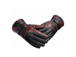 Guantes de esquí de invierno para hombre, de cuero, con pantalla táctil y terciopelo grueso para conducir motocicletas.