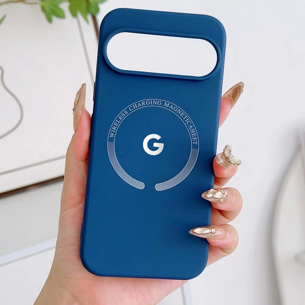 (azul, Google Pixel 7 Pro) Funda De Silicona Líquida Para Teléfono, Suave Al Tacto, Compatible Con Carga Inalámbrica Magnética.