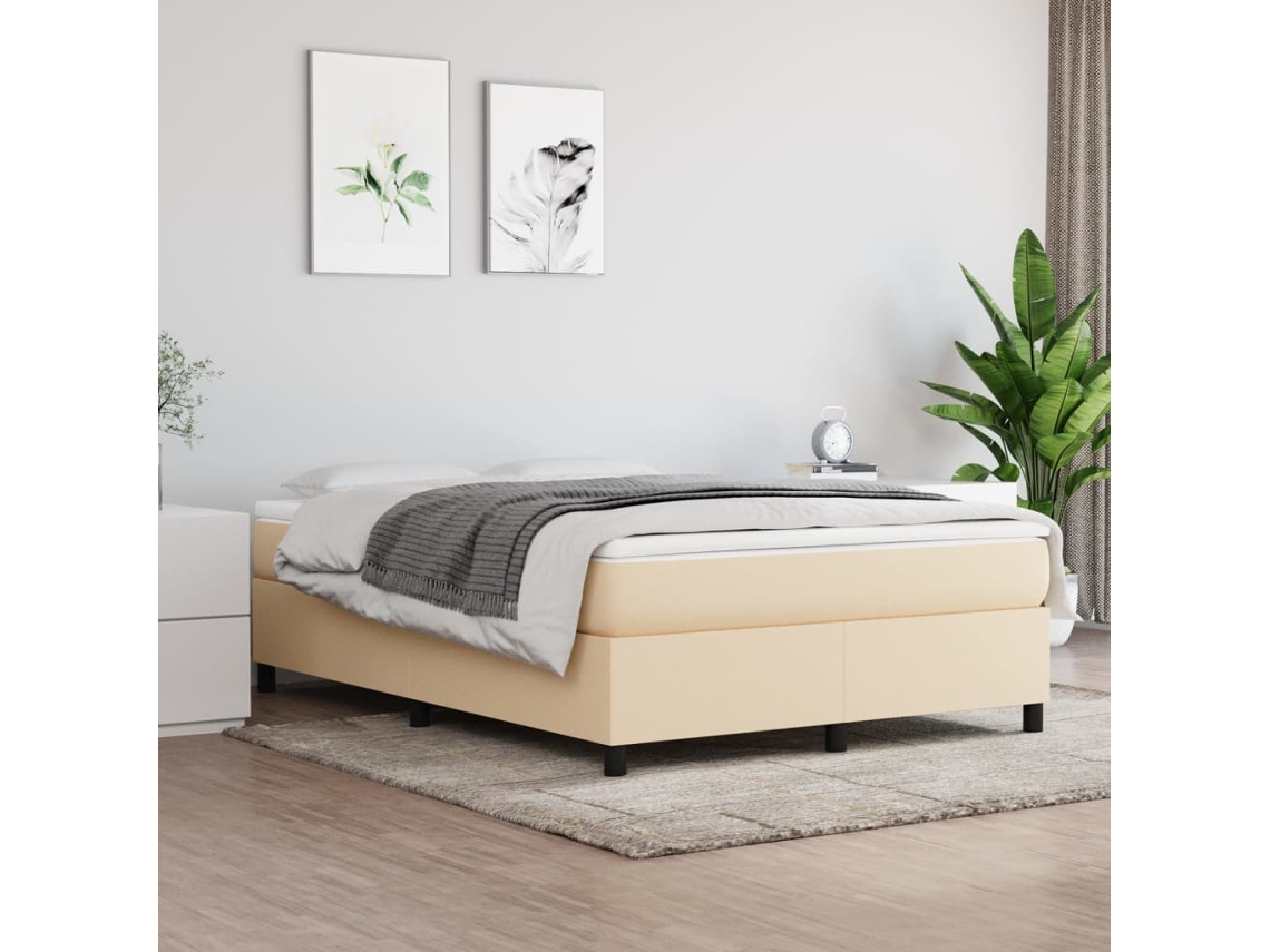 Cama Sin Colchón Tela Color Crema 140x200 Cm