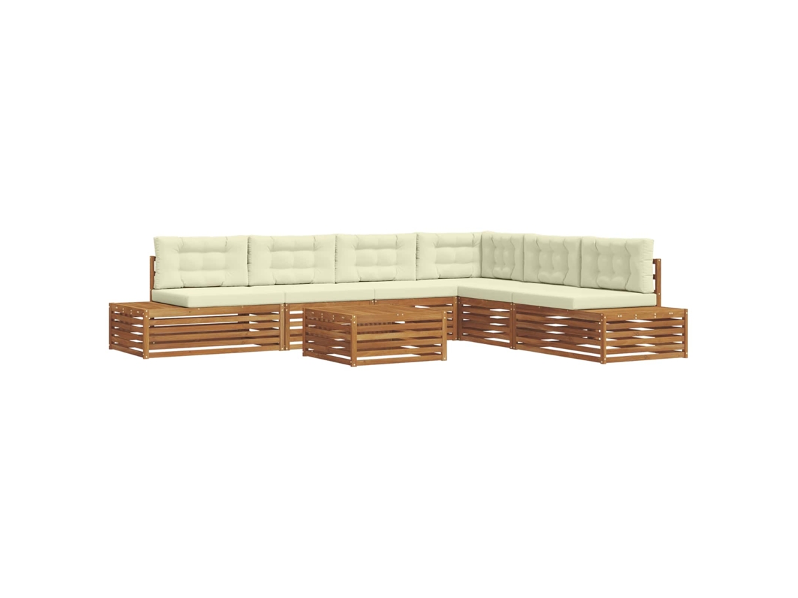 Maison Exclusive - Conjunto De Sofás De Exterior Con Cojín 7 Pieza Natural Y Crema
