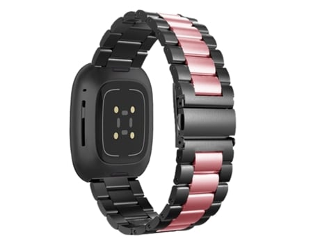 Correa Acero para Fitbit by Google Versa 2 Negro y Rosa