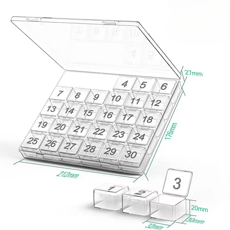 Organizador De Pastillas Chrui 4 Semanas Grandes Compartimentos Sin Bpa (transparente)