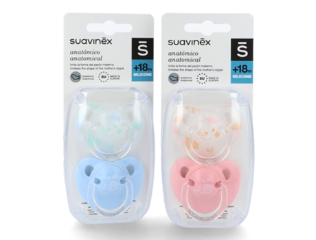 Chupete SUAVINEX Anatomico Silicona +18M 2 Unidades