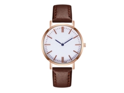 Reloj De Pulsera Unisex Clásico De Cuarzo Con Correa De Piel Sintética Marrón Oscuro.