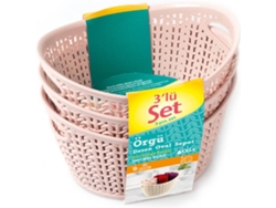 Kit 7h HOUSE 3 Cestas Ovaladas Rosa 1,5 Litros