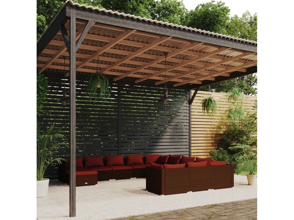 Conjunto de jardín de 12 piezas con cojines de mimbre marrón de DKD Home Decor