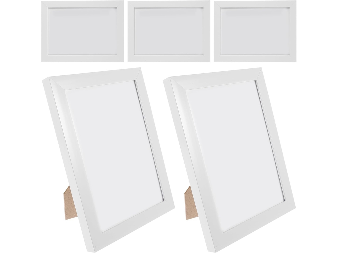 Juego 5 Marcos Fotos Decorativos Pvc Blanco Pared Diseño Elegante Hogar Restaurante Mesa