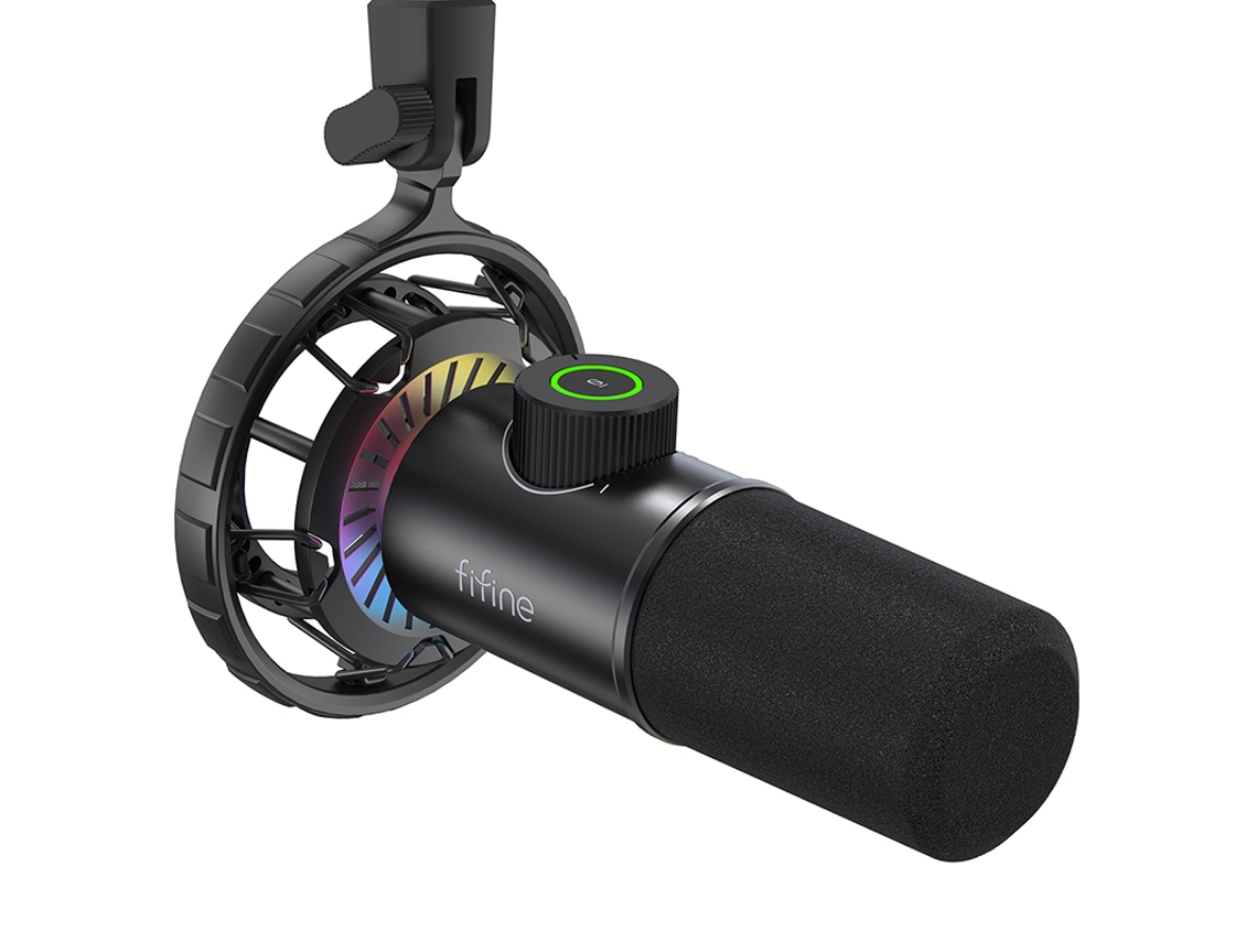 Micrófono USB con iluminación RGB, conector para auriculares y función de silencio táctil. Mdug