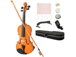 Juego de violín 4/4 de madera maciza para principiantes, estuche portátil de 60 cm, VELTRIX