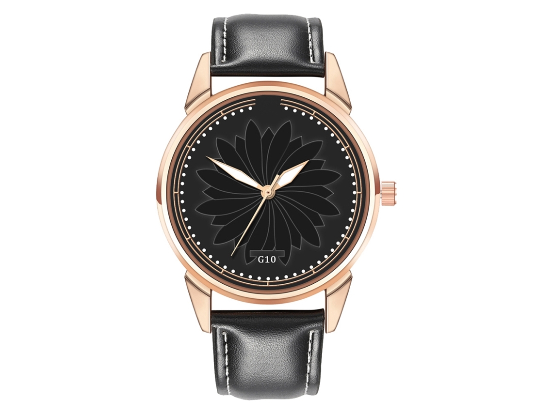 Reloj Analógico Para Hombre De Cuarzo Con Correa De Cuero Pu Impermeable Negro