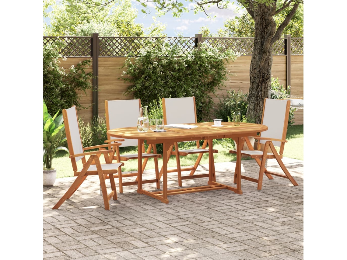 Juego de comedor de jardín de 5 piezas de acacia maciza y textilene Dkd Home Decor