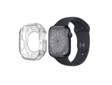 Estuche de fibra de carbono a prueba de golpes para Apple Watch Series 8 y 7 de 41 mm (transparente)