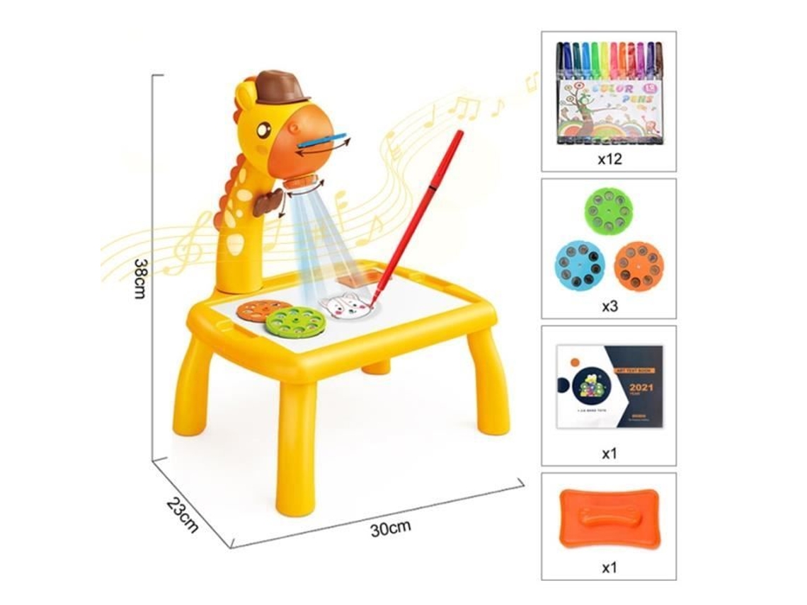 Proyector Led de gráficos de dibujo para niños, mesa de dibujo de arte, tablero de pintura, escritorio tipo D, amarillo con caja