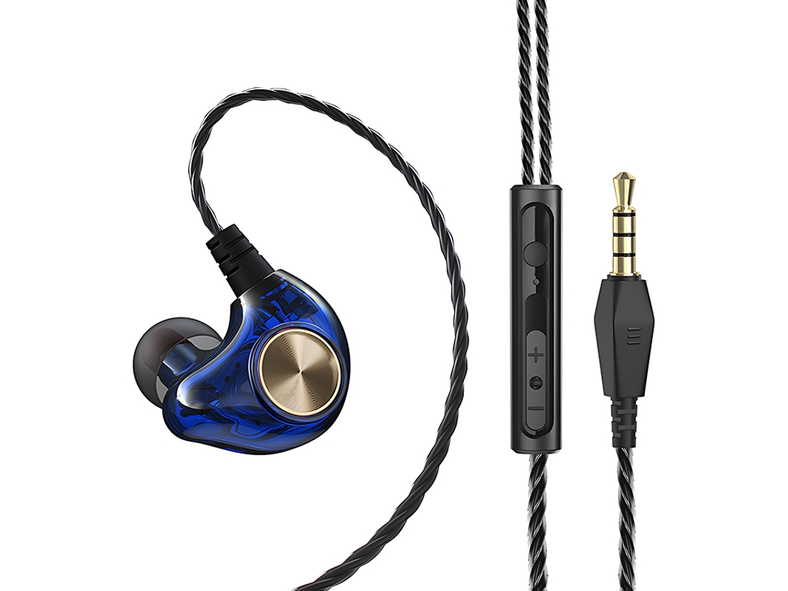 Auriculares Con Cable (azules), Graves Profundos, Estéreo, Con Cancelación De Ruido Y Micrófono.