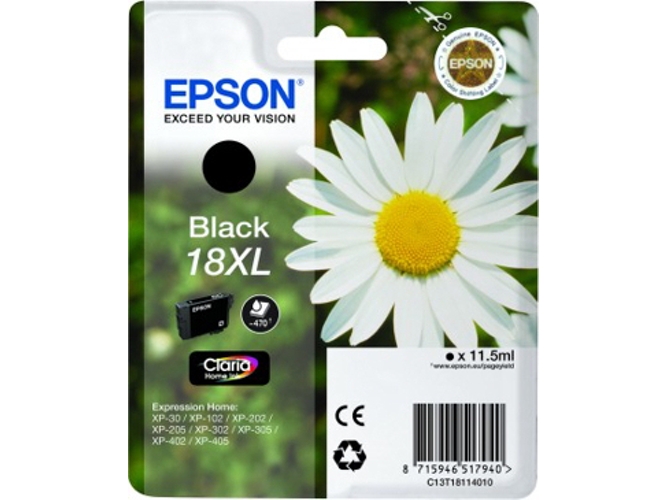 Cartucho de tinta original EPSON, Tinta Claria Home, 18XL, Margarita 11,5 ml , Negro, C13T18114022, T1811