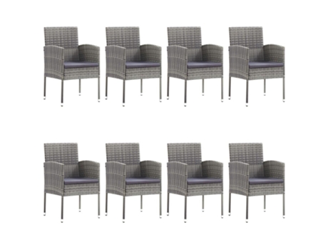 Conjunto 9 de comedor de jardín VIDAXL gris