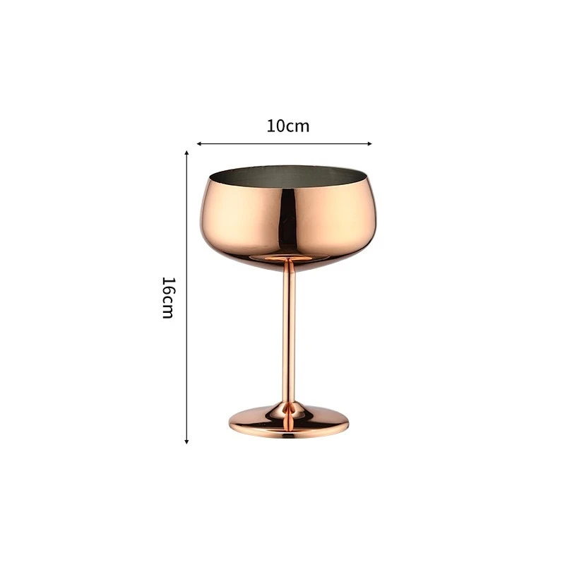(350 Ml Oro Rosa) Copa De Acero Inoxidable 304 Con Tallo, Ideal Para Vino, Bares, Restaurantes Y Para Uso Doméstico.