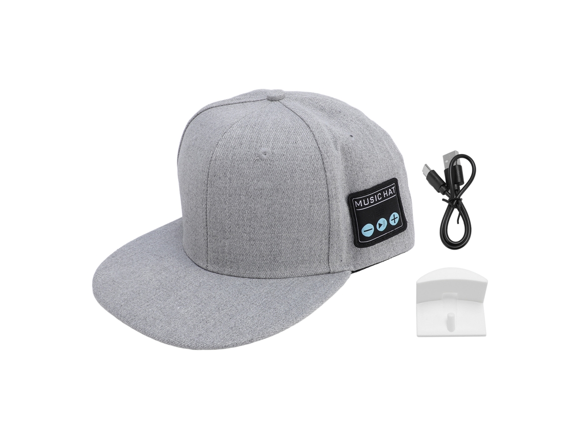 Gorra De Música Inalámbrica Con Altavoz Bluetooth Estéreo Binaural, Recargable Para Hacer Ejercicio, Gris/blanco.