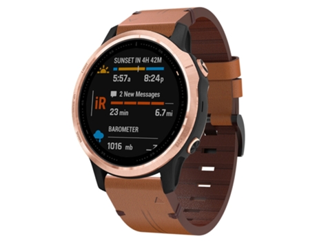 Correa Smartwatch para Garmin Fenix 6S 20mm con Hebilla de Acero Cuero (Marrón)