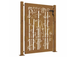 Maison Exclusive - Puerta De Jardín 100x125 Cm De Acero Corten Con Diseño De Bambú