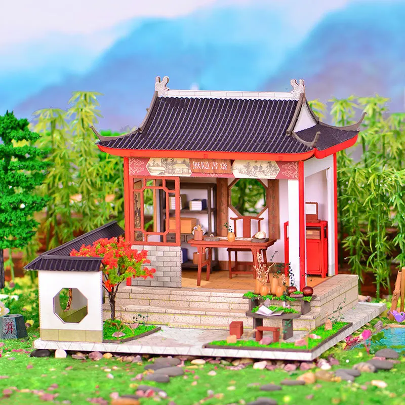 Villa Oriental Con Patio, Kit De Maqueta De Madera 3d Para Armar.