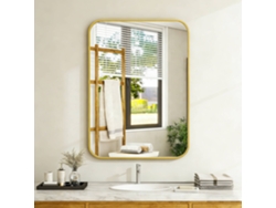 Espejo de baño rectangular grande con esquinas redondeadas ZKAKA (76 x 101 cm)