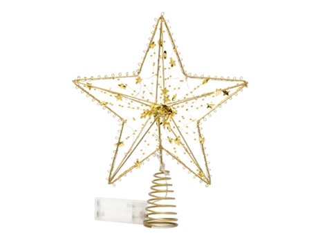 Adorno de Navidad Luminoso Estrella Superior Del Cinco Puntas Árbol Decoración Luz Hierro Gris