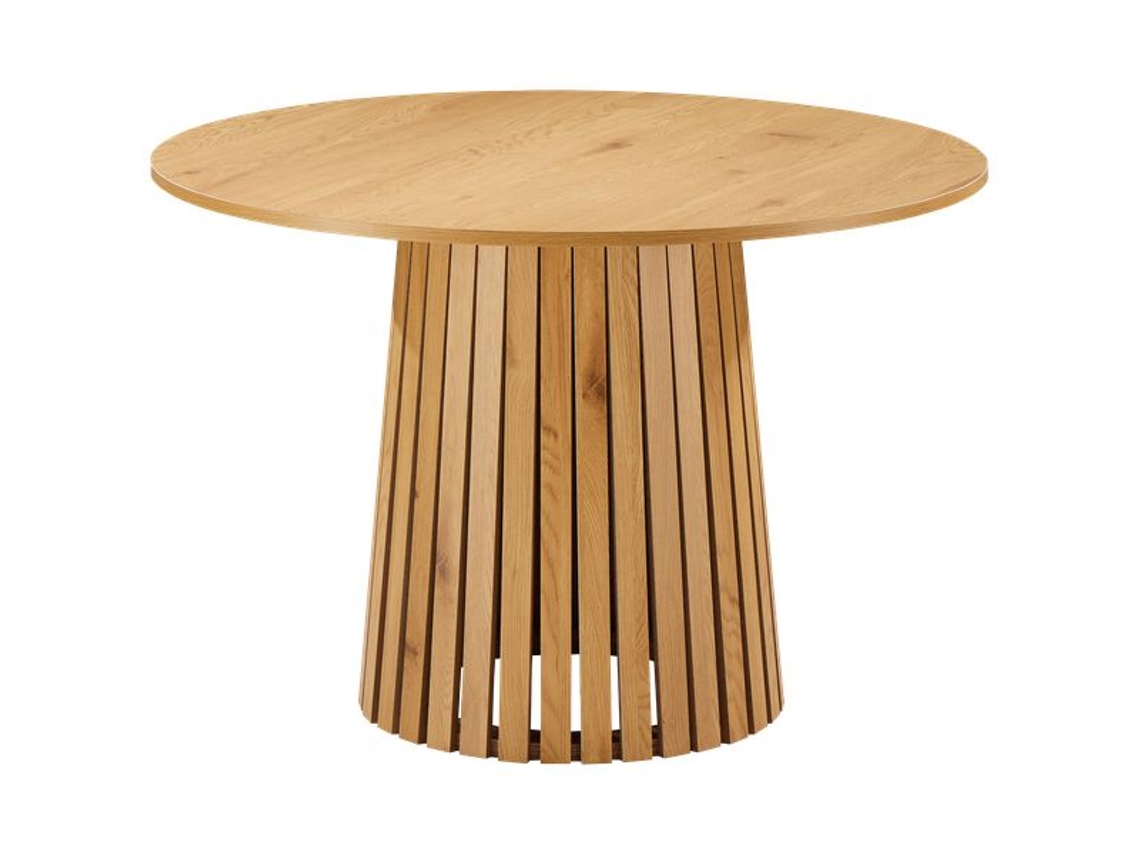 Mesa De Comedor Redonda De Madera Natural 110cm Estilo Escandinavo Liv