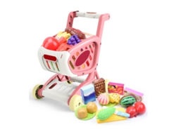 Juego De Carrito De La Compra Infantil Con Frutas Y Verduras - Juguete Educativo Rosa