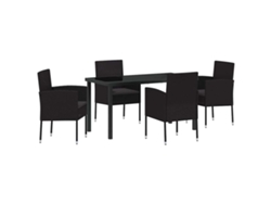 Maison Exclusive - Conjunto De Comedor De Jardín 5 Pcs Negro Ratán Sintético