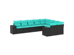 Maison Exclusive - Conjunto De Sofá De Jardín De 9 Piezas Con Cojines, De Poliratán Negro