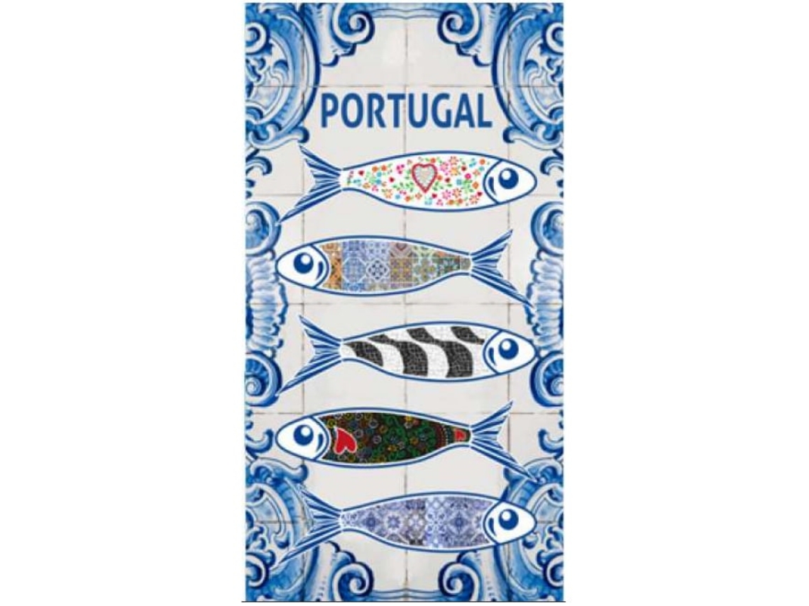 Toalla De Playa De Microfibra Sardinas Y Azulejos