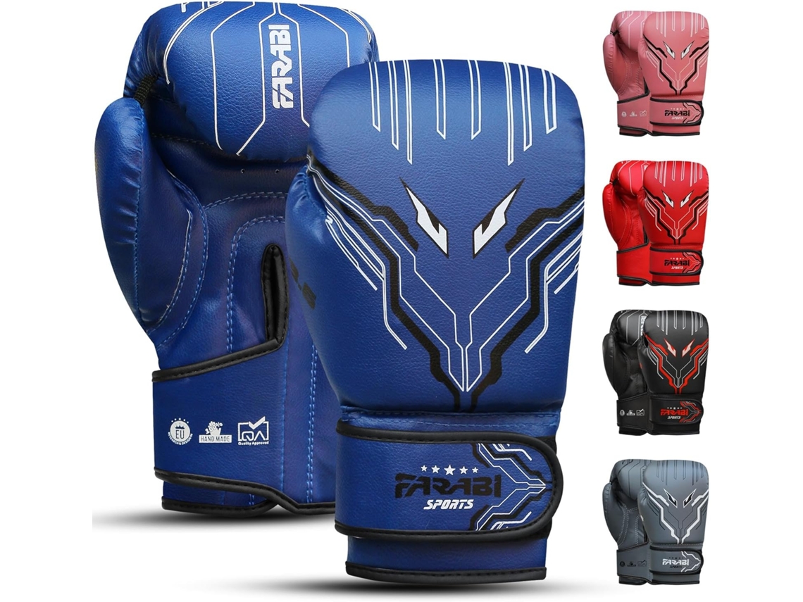 Guantes De Boxeo Niño Farabi Sports - 5 À 10 Ans - Gants Niños Y Niñas Pour Muay Thai Et Kickboxing - Azul