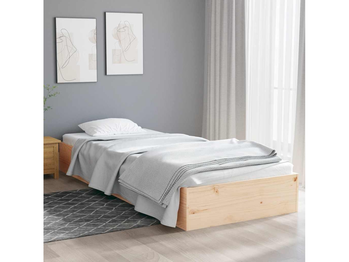Estructura Cama Individual Sin Colchón Madera Maciza 75x190 Cm