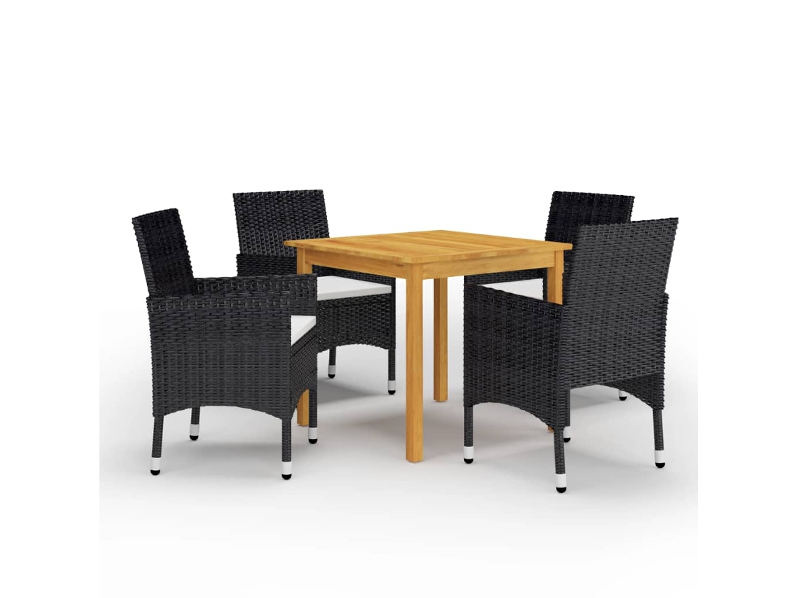 Juego de comedor de jardín negro de 2 piezas Dkd Home Decor