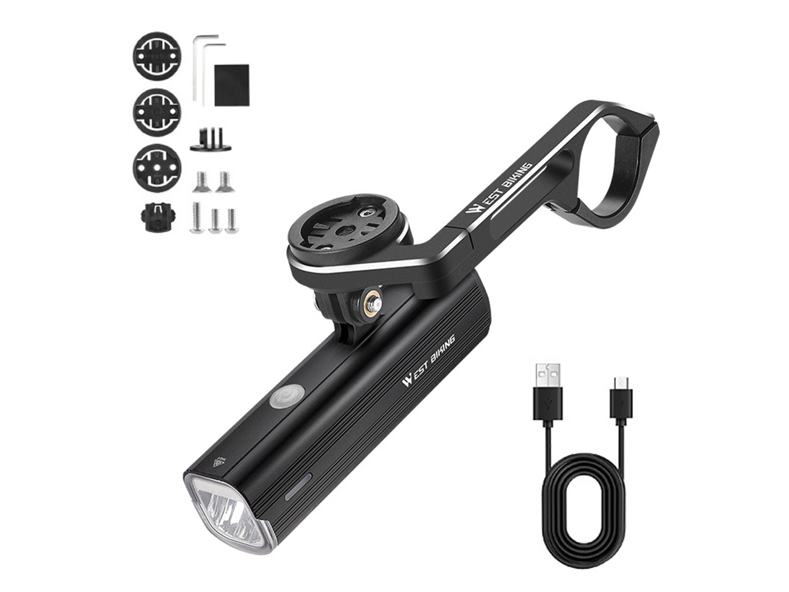 Kit De Faro Recargable Para Bicicleta De 1000 Lúmenes Y 4500 Mah Con Soporte Para Ciclocomputador.